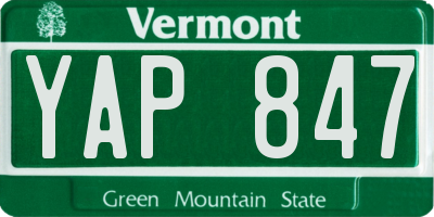 VT license plate YAP847