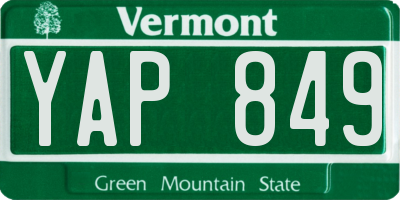 VT license plate YAP849