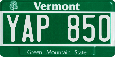 VT license plate YAP850