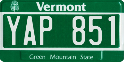 VT license plate YAP851