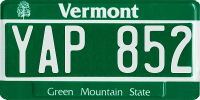 VT license plate YAP852