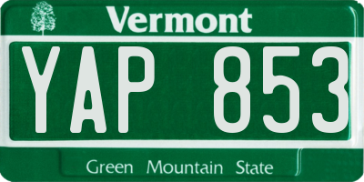 VT license plate YAP853