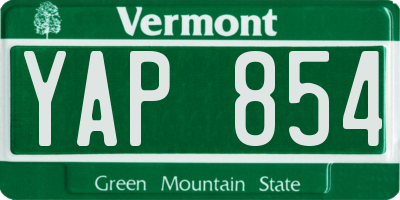 VT license plate YAP854