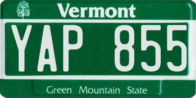 VT license plate YAP855