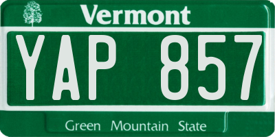VT license plate YAP857