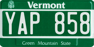 VT license plate YAP858