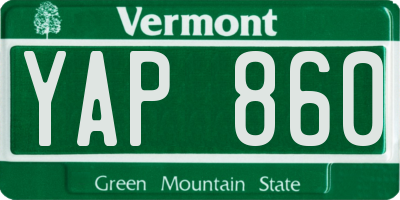 VT license plate YAP860