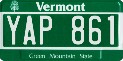 VT license plate YAP861