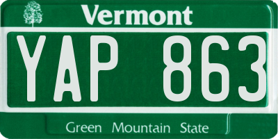 VT license plate YAP863