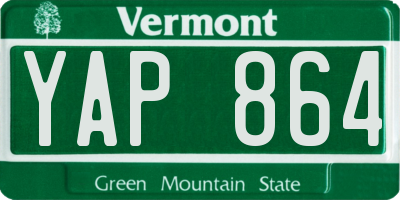 VT license plate YAP864