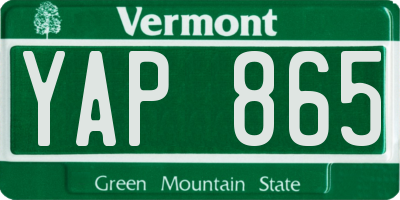 VT license plate YAP865