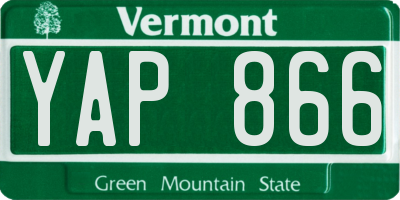 VT license plate YAP866