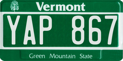 VT license plate YAP867
