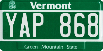 VT license plate YAP868