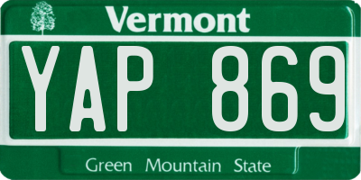 VT license plate YAP869