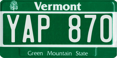 VT license plate YAP870