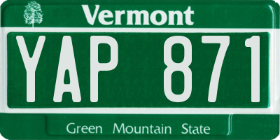VT license plate YAP871
