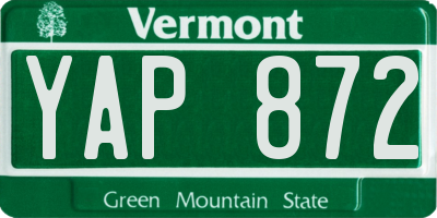VT license plate YAP872