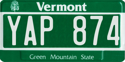 VT license plate YAP874