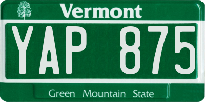 VT license plate YAP875