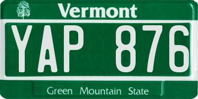 VT license plate YAP876