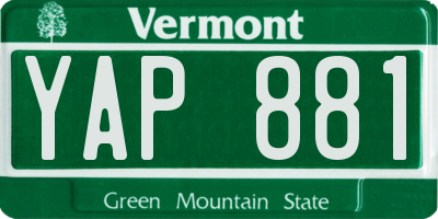 VT license plate YAP881