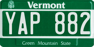 VT license plate YAP882