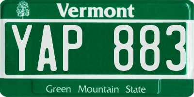 VT license plate YAP883
