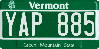 VT license plate YAP885