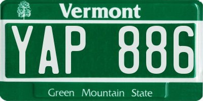 VT license plate YAP886