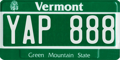VT license plate YAP888