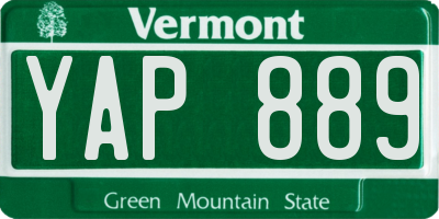 VT license plate YAP889