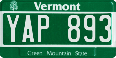 VT license plate YAP893
