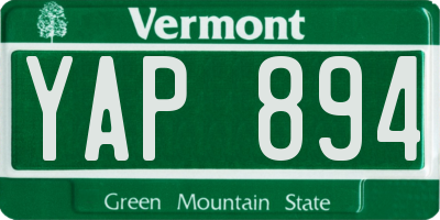 VT license plate YAP894