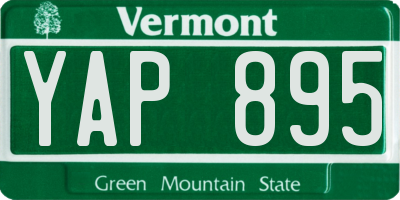 VT license plate YAP895