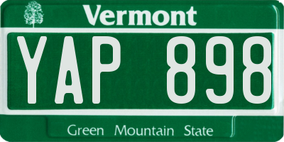 VT license plate YAP898