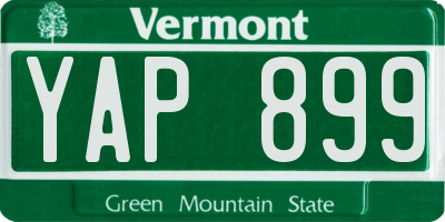 VT license plate YAP899