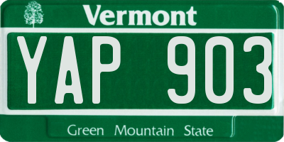 VT license plate YAP903