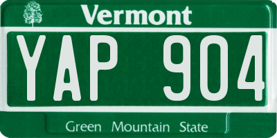 VT license plate YAP904