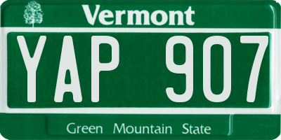 VT license plate YAP907