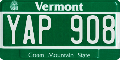 VT license plate YAP908