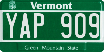 VT license plate YAP909