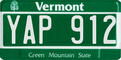 VT license plate YAP912