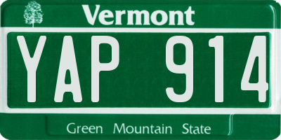 VT license plate YAP914