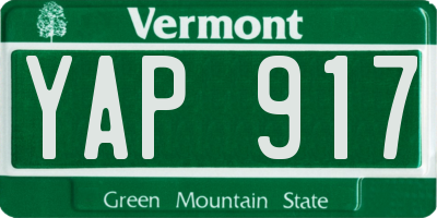 VT license plate YAP917