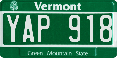 VT license plate YAP918