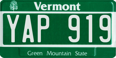 VT license plate YAP919
