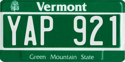 VT license plate YAP921