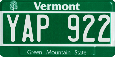 VT license plate YAP922