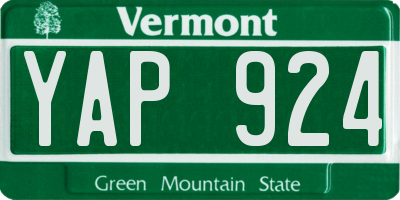 VT license plate YAP924